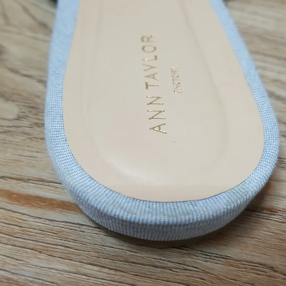 Ann Taylor Light Blue Open Toe Flats Size 8 - Picture 8 of 10